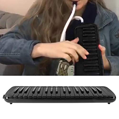 Key Mouth Piano Melodica 37 Key Blowpipe Mouthpiece Mini Air Piano Keyboard Wind Melodica Tube Musical Note Sticker Musical Instrument Suitable for Beginner Practice (Black) - Image 5