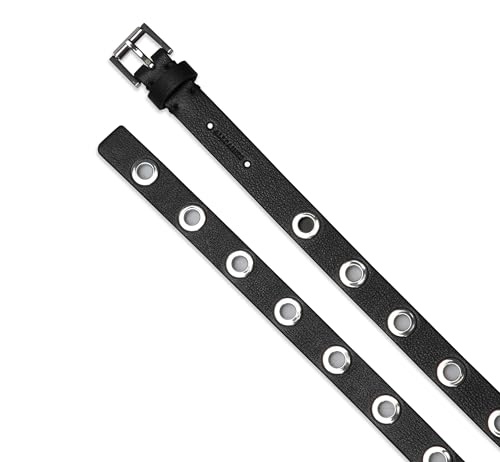 Women's 1 Inch Eyelet Leather Belt, Fully Adjustable with Roller Buckle3