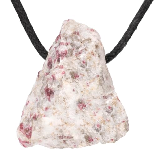 Lebensquelle Plus Colgante de piedra en bruto, colgante perforado con cinta de algodón, natural, unterschiedlich, Piedras preci, Turmalina Rubellita