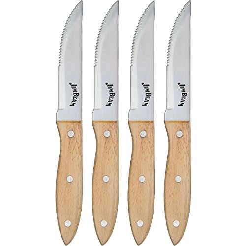Jim Beam Conjunto de facas de bife (pacote com 4), JB0165, 25,4 cm, marrom
