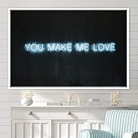 Framed Canvas Wall Art Illuminated Words 3D Industrial Inspirational Multicolor Neon Pop Art Quotes Typography Urban - 16x24 inches