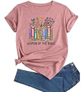 J&DHUASHA Women's Funny Cat Book Floral Graphic T-Shirt - Short Sleeve Casual Tee Top