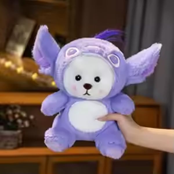 Image of Gifts for Kids Hoodie Teddy Bear, Hugging Plush Squishy Pillow Toy, Stuffed Animal Cute Cross Dressing Bear Plush Toy in Playing for A Kids Red Hoodie Toys for Newborns Purple Stitch 50 cm
