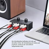 PROZOR Cinch Umschalter 6X1/1X6 Bidirektional Stereo Audio Switch Audio Schalter für DVD, Grammophon, Vorverstärker, CD-Player, Set-Top-Box, Mobiltelefon – Ansicht 6