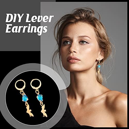UNICRAFTALE 50pcs Lever Back Earrings Stainless Steel Leverback Earring Hoop Earring with Loop Golden Leverback Earwire Findings for DIY Jewelry Making 14.5mm Long