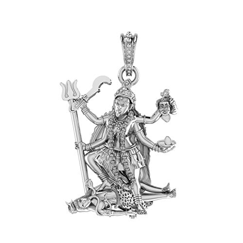 Sterling Silver (92.5% purity) Goddess Kali Maa Pendant for Men & Women Pure Silver Lord Maa Kaali Locket for Good Health & Wealth