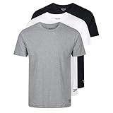 Reebok Pack de 3 Camisetas Hombre – Camiseta Deporte Hombre, Colores Negro, Gris Jaspeado y Blanca, XL