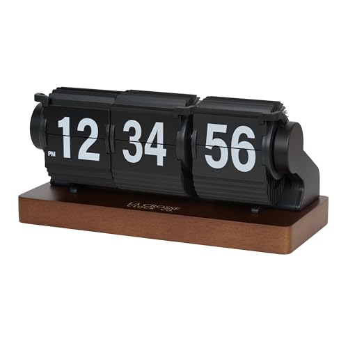 La Crosse Technology 536-526B Rollins Mechanical Black Flip Analog Quartz Tabletop Clock