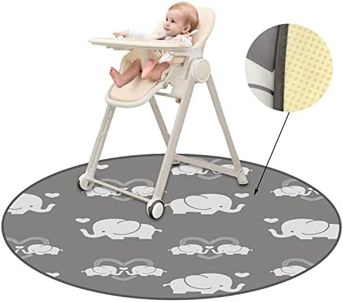 Baby Splat Mat for Under Highchair, Waterproof Anti-Slip Floor Food Splash Spill Mess Mat Portable Multi-Purpose Round Play Mats for Babies Kids Toddlers Letter Art Crafts Pet Picnic Mat