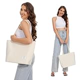KALIDI Wasserdichte Tote Bag mit Reißverschluss – Leichte Shopper Schulter Tasche für Arbeit Uni,Schwarz