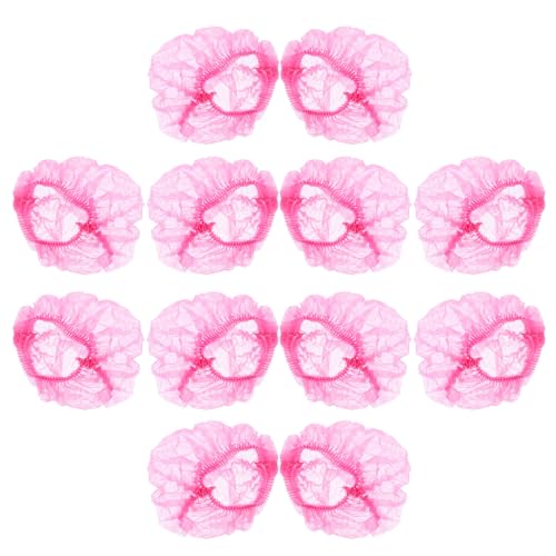 LIFKOME 100 Gorros Desechables de Malla No Tejida Cabello Tamaño 21 Pulgadas Color Rosa Doble Costura Redecillas Transpirables para Uso Hospital Salón y Sector Alimentario