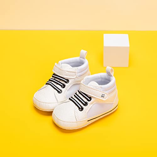 Image of CENCIRILY Baby Boys Girls High Top Sneakers Soft Soles Anti Skid Infant Ankle Shoes Toddler Prewalker First Walking Crib Shoes