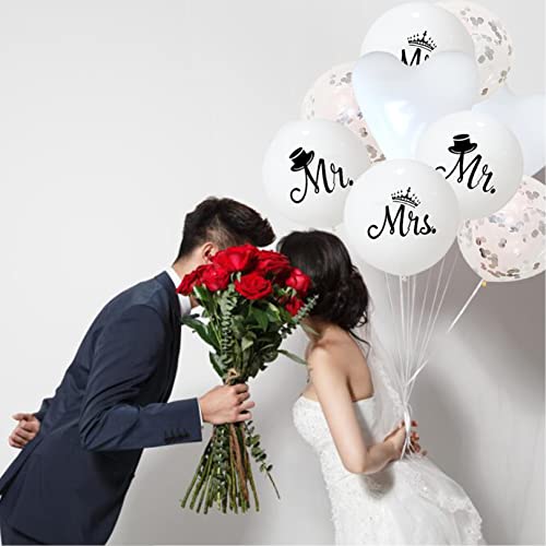11 Pcs Mr and Mrs Balloons Wedding Balloon Party Decoration，Hen Party Accessories Rose Gold Bride Balloons,Team Bride Balloon for Bridal Shower Wedding Hen Night Party Hen Do Decor