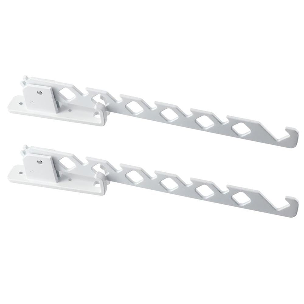 hobbyme 2Pcs Wall Mount Coat Hanger Holder,Retractable Folding Clothes Drying Organizer,Aluminium Garment Hooks Holder Space Saving Indoor Clothes Rack for Laundry Room Bedroom(White)