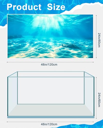 Image of Mindsoft 4 Pack Aquarium Background Polyester 48 x 24 Inch Cloth Fish Tank Background Undersea Corals Sunshines Rock Aquatic Plants Wallpaper with Double-Sided Tape