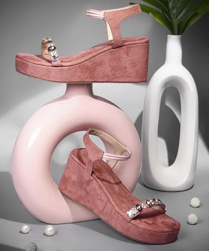 Image of JM LOOKS Glamorous Wedge Platform Sandals Adorned with Sparkling Jewels