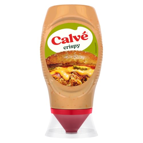 Calvé Salsa Crispy, Formato 250 ml Top Down, Salsa con Cetriolini e Cipolla Ispirata ai Fast Food, Gusto Intenso e Cremoso per Burger, Sandwich, Nuggets e Snack Salati
