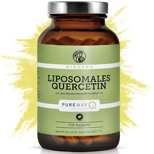 QIDOSHA Quercetin liposomal mit dem Markenrohstoff PureWay Q 120 Kapseln im Apothekerglas hohe Bioverfügbarkeit echte liposomale Technologie deutsche Fertigung jede Charge laborgeprüft