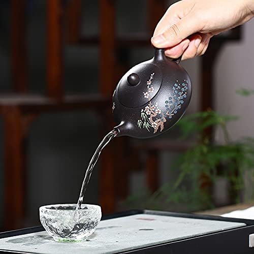 Teapot Zisha Teapot Handmade Flower Painting Shipiao Tea Kettle Yixing Purple Clay Teapots for Green Red Tea Home Kung Fu Teaware Pottery Teapot
