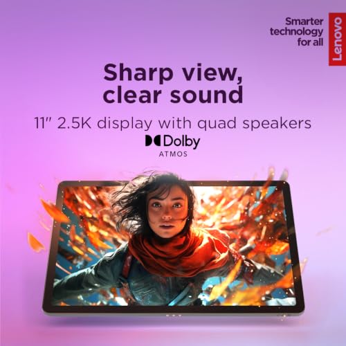 Image of Lenovo 11″ Tablet, 2.5K IPS Touchscreen Display (90Hz), 8-Core MediaTek Dimensity 6300, 8GB RAM, 512GB Storage (UFS+SD Card), All-Day Battery, Includes Stylus Pen + Protective Folio Case, Luna Grey