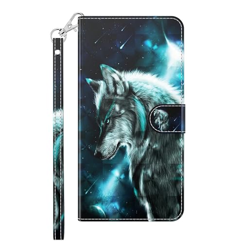 Image of Dfjhure for Samsung Galaxy A16 5G/4G Case,Flip Folio PU Leather Phone Cover,Wallet Stand Feature Magnetic Closure Card Holder Slot Silicone Bumper Shockproof cases For Samsung Galaxy A16 5G/4G,Wolf