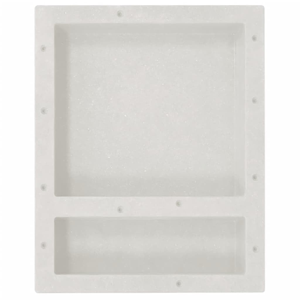 vidaXL Shower Niche with 2 Compartments - Matt White Finish - Durable SMC and Resin Bathroom Shelf - Compact Design