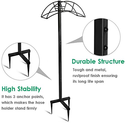 Lovinouse Upgraded Garden Hose Holder, Detachable Metal Water Hoses Holder, Heavy Duty Free Standing Garden Hose Storage Stand for Yard