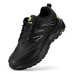 FitVille Mens Extra Wide Fit Hiking Shoes, Walking Trekking Trainers with Arch Support for Heel Pain Relief, Sturdy Core X-Wide 10 UK Black