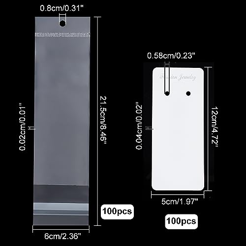 PH PandaHall 100 Sets Long Keychain Display Cards with Self-Sealing Bags - Image 2