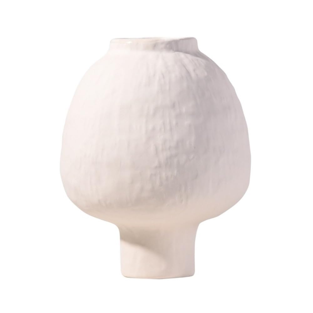 B3f7m4r9j2 White Vase Solid Color Retro Ceramic Vase Living Room Desktop Decorative Ornaments Furniture Study Office Simple Flower Arrangement(White)