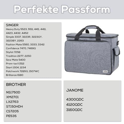 Sac pour machine à coudre COOZEE gris avec rangement pour accessoires - 7
