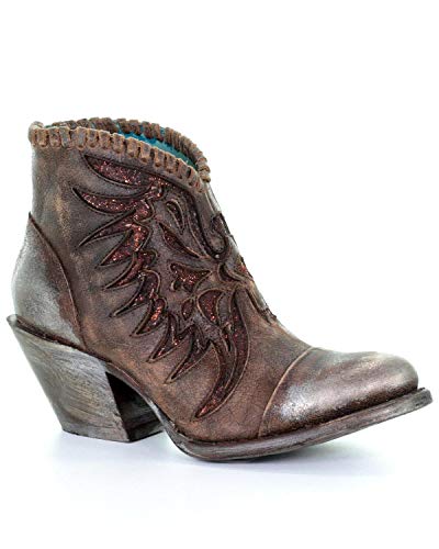 Corral Ld Brown Woven & Overlay Ankle Boot ,Size 8.5