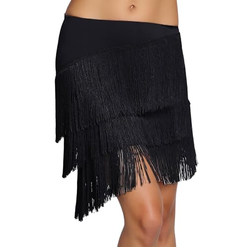 Damen Tanzrock Latein Tango Bauchtanz Hüfttuch Fransen Rock Rumba Cha Cha Samba Ballsaal Tanzkleid
