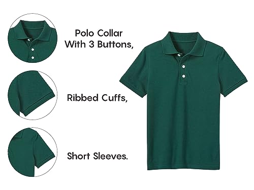 Image of Galaxy by Harvic Polo Shirt for Boys - 5 Pack School Uniform for Boys, Tagless Cotton Blend - Soft Comfortable Everyday Wear