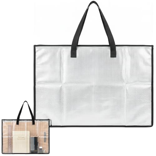 Image of BeiZha A2 Transparent Art Portfolio Folder, Mesh PVC Case with Handle for Studio, Office and Home Storage