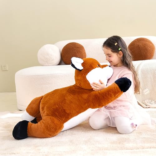 Image of IKASA Large Fox Cuddly Toy, Giant Soft Toy, 78 cm, Large Plush Toy, Cute Huge, Fluffy, Soft Jumbo Plush Toy, Gift for Children