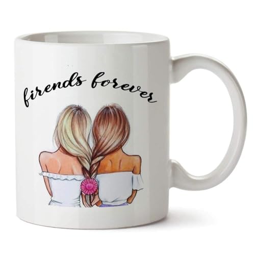 Image of Funny Bestie with Friendship Quotes Printed 325 ml Ceramic Coffee Mug /Tea Cup Gift for Girls, Best Friends, Sister Mom, Wife, Girlfriend 325 ml (Best Friend-11)