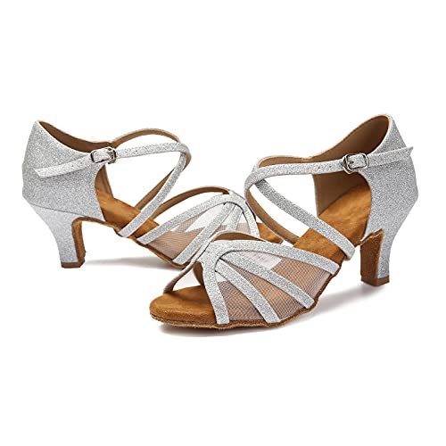 Image of Women's Ballroom Dance Shoes Latin Salsa Dancing Shoes Cross Strap 2.5inch Heel 3inch Heel ZB04