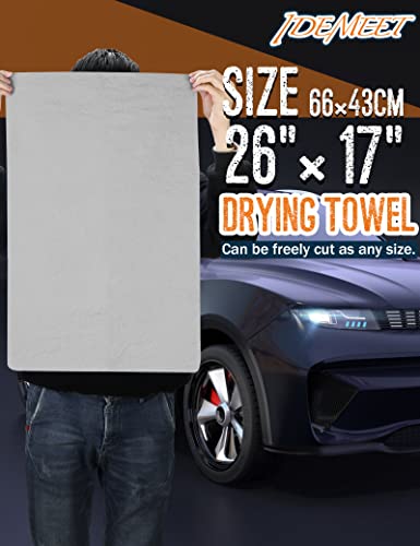 Idemeet 26"X17" Absorbent Car Drying Towels, Chamois Cloths, Car Shammy Towel Cleaner Reusable Chamois Shammy For Car, Bathroom, Pet, No Spots Scratch-Free, Gray #TOP3