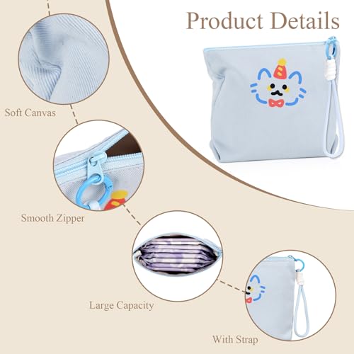 Image of Canvas Period Pouch Soft First Period Kit Bag Small Discreet Menstrual Cup Pad Pouch Cute Sanitary Napkin Storage Bag Tampon Holder Multi-purpose Feminine Bag Geen