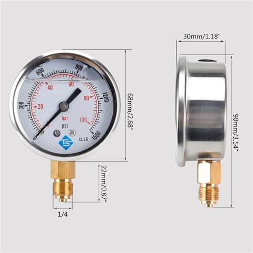 Manomètre en acier inoxydable durable pour gaz et fluides M4YD - 6