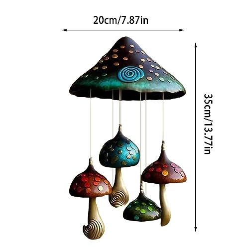 Pilz Campanula | Pilz Garten Windspiel Aus Harz | Türschutz Windspiel Glocken Charm | Türschutz Windspiel Glocken Charm Mushroom Campanula | Klangspiel Draußen Für Terrasse, Balkon, Gartendekoration – Bild 3