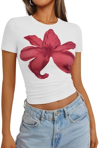 Trendy Queen Womens Short Sleeve Crop Tops Summer Spring T Shirts...