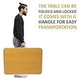 Crystals 2.3ft Aluminum Folding Picnic Table | Lightweight & Portable Camping Table | Adjustable Height Outdoor Trestle Table for BBQ, Garden, Travel, & Events – Sturdy & Compact (Orange) - Image 4