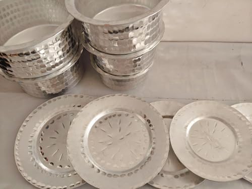 Aluminium Hammered Tope Set with Lid | Patila Set of 5 (900 ML, 1.2L, 1.5L, 1.8L & 2.3L) |Food-Grade Aluminium Kitchen Utensils for Traditional Indian Cooking | Utensils Set for Kitchen