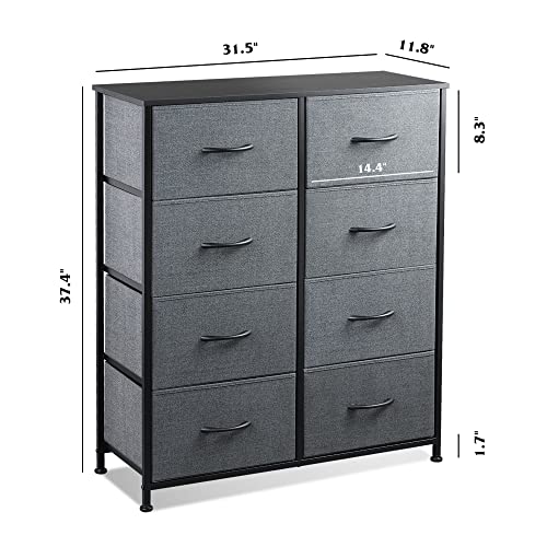 WLIVE Fabric Dresser for Bedroom, Tall Dresser with 8 Drawers, Storage