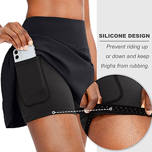 Soothfeel Pleated Tennis Skirt For Women With Pockets Women's High Waisted Athletic Golf Skorts Skirts For Workout Running（Black, S） #TOP2