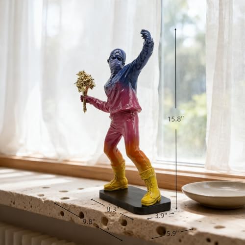 Escultura Banksy Flower Thrower Resina 15.75 pulgadas miniatura 2