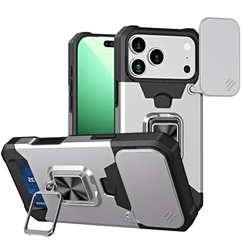 Coque iPhone 17 Pro Max argent en silicone rigide avec fente carte