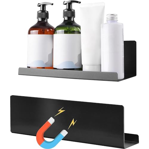 【2個セット】EX-SPACE 浴室ラック マグネット バスルーム ラック 磁石 洗面台ラック お風呂収納 浴室 収納 洗面所 キッチン スチール製 壁掛け ブラック